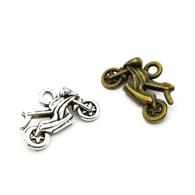 

10pcs Wholesale Three Color 3D Motorcycle Charms Zinc Alloy Metal Pendants For DIY Handmade Jewelry Accessories Making 21*13mm
