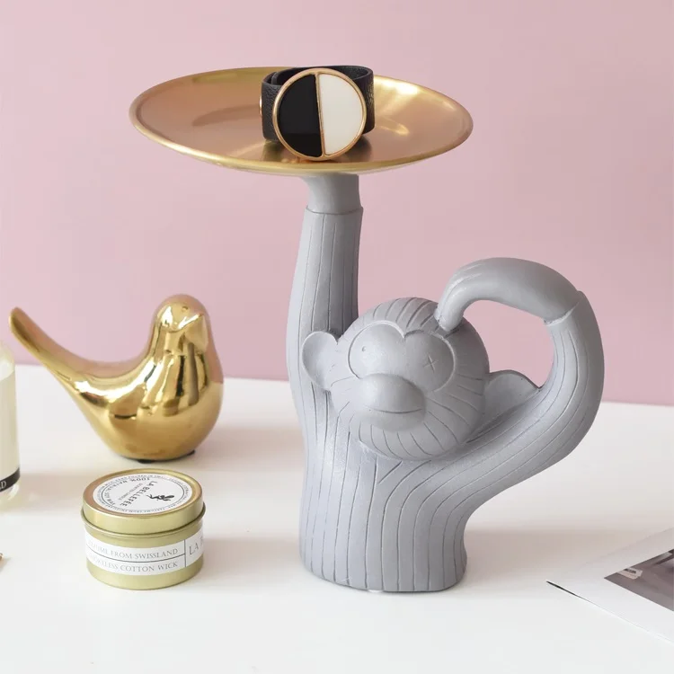 

Современный простой Декор для гостиной Маленькая обезьяна поднос для конфет с фруктами маленькие предметы Настольный украшения для дома