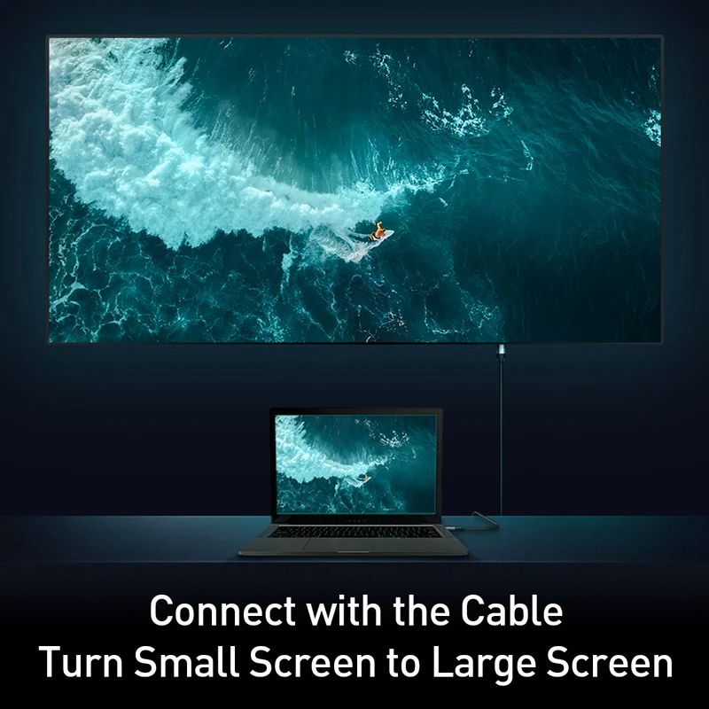 

Baseus DP to HDMI-compatible Cable 4K DisplayPort Mini DP Cable Adapter For Macbook Pro Air TV Projector Display Port to HD Cord