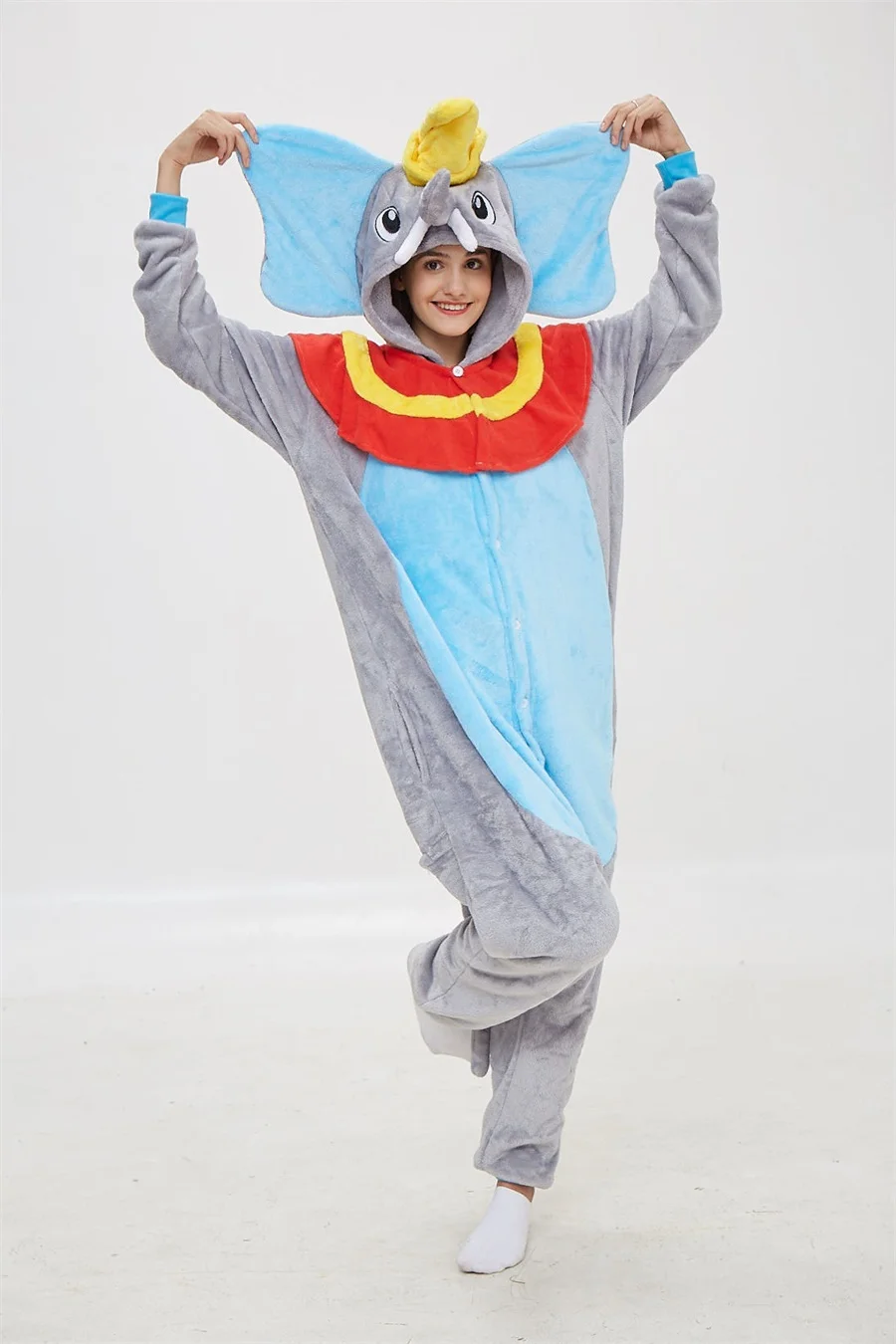 

Kigurumi Onesies Hooded Sleepwear Cosplay pink Gray Dumbo Anime Costume Elephant Pajamas Adults Carnival Pyjamas men women