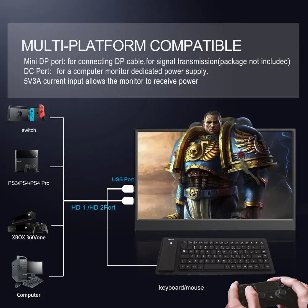 Портативный монитор EVICIV 4K 12 5 дюймов HD HDMI USB 3840 дисплей для ПК ноутбука телефона PS4