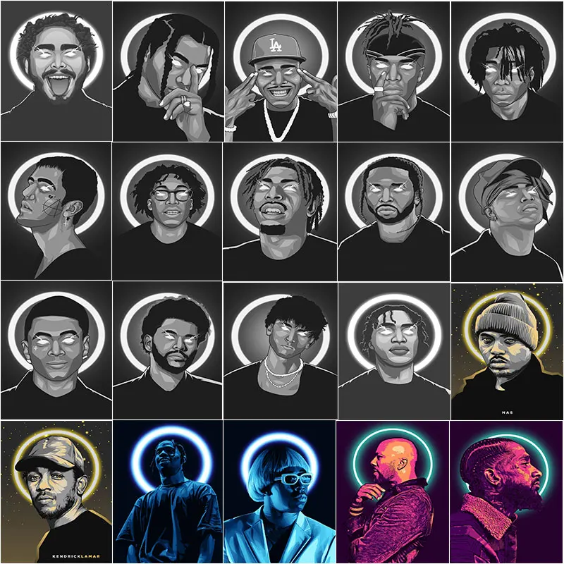 

Famous Hip Hop Rap Music Singer Star Picture Modern Wall Art Posters and Prints Canvas Painting in Livingroom Home Decor Cuadros