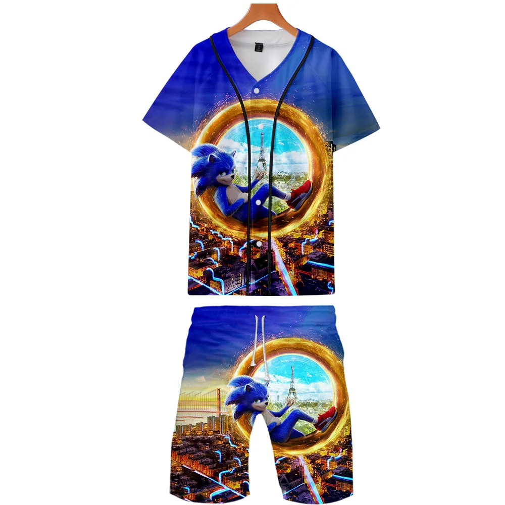 Новинка летний комплект из двух предметов с объемным принтом Ежик Соник