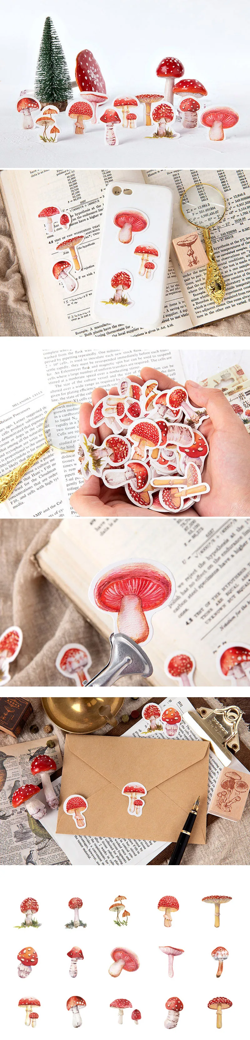 45 шт./кор. грибы растения, бумажные наклейки миньонов посылка DIY декоративная наклейка-стикер для дневника альбом Скрапбукинг