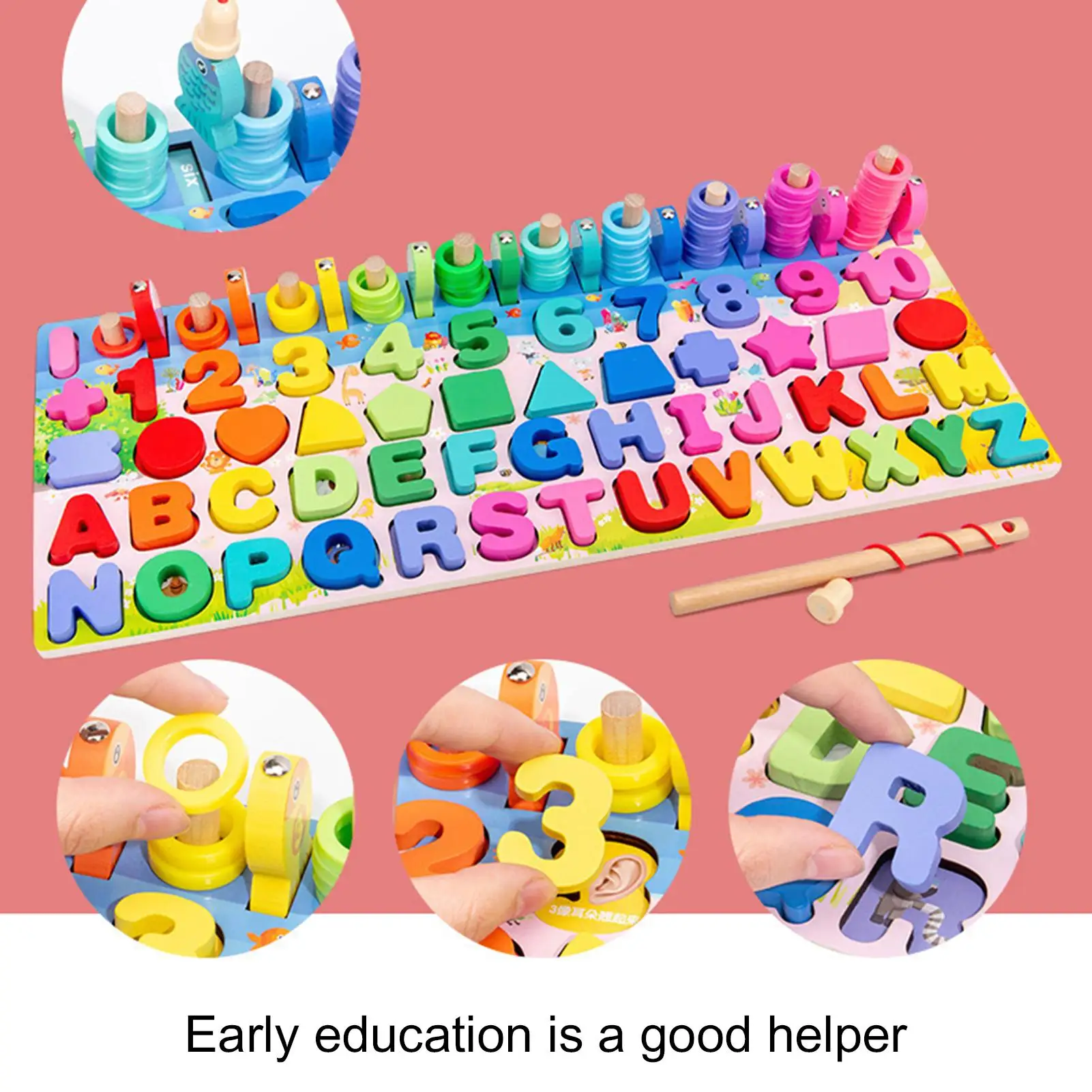 

Montessori Toy 5 In 1 Early Education Wood Matching Board Puzzle Toy for Kids