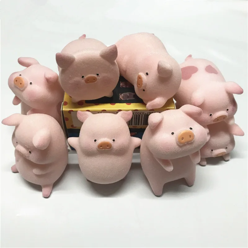 

hogo Plush Cute Piggy Car Ornaments Flocking Lulu Pigs Can Be Selected Blind Box Play Desktop Accessories Model Toys Gift