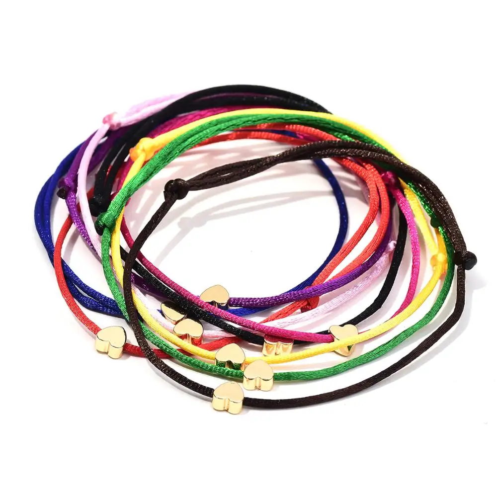 

CHSXY 2019 Golden Heart Matching Couple Bracelets for Women Men Adjustable Rope Red String Bracelet Lucky Wish Jewelry Wholesale