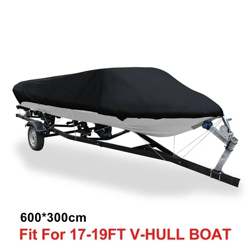 X AUTOHAUX 540/570/700x280/300 см 210D Trailerable чехол для лодки водонепроницаемый рыболовный лыжный бас скоростной катер v-образная синяя крышка для лодки - Цвет: Black 17-19FT