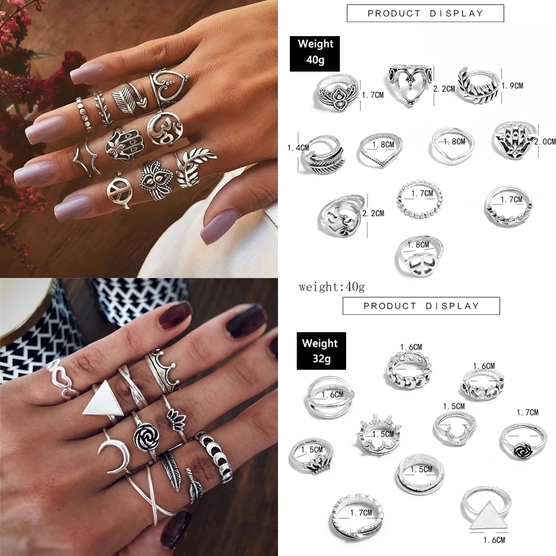 Кольцо женское docona 12 видов в стиле бохо с цветком волной полумесяцем звездой