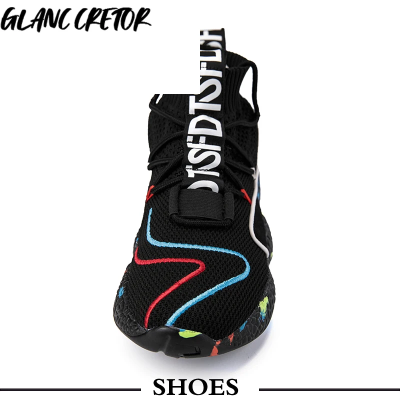 

Men Women Size 35-47 Life Running Shoes Breathable Sport Shoes Zapatillas Hombre Deportiva Knit Vamp High Top Sneakers