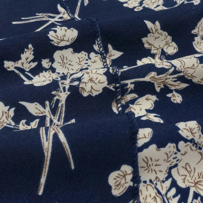 

Fashion European and American Spring and Autumn Women's Long-Sleeved Printed Low-Cut V-neck Strap Sweets Laces soft WomenDress