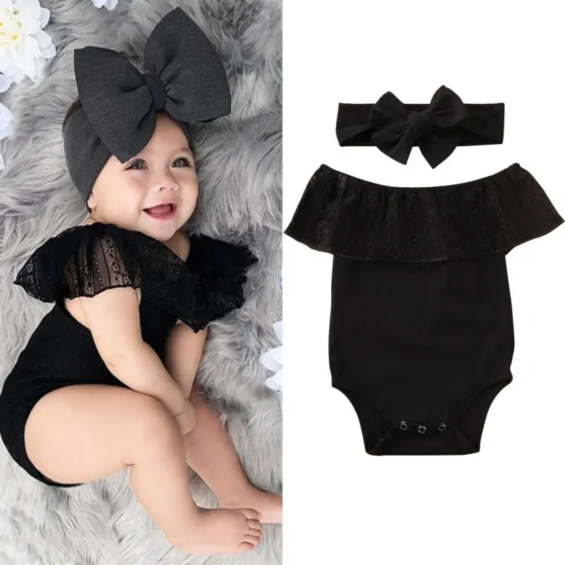 

Summer Sweet Kids kids clothes girls Lace Bodysuits Baby Clothing Newborn Off Shoulder Bodysuits Outfits