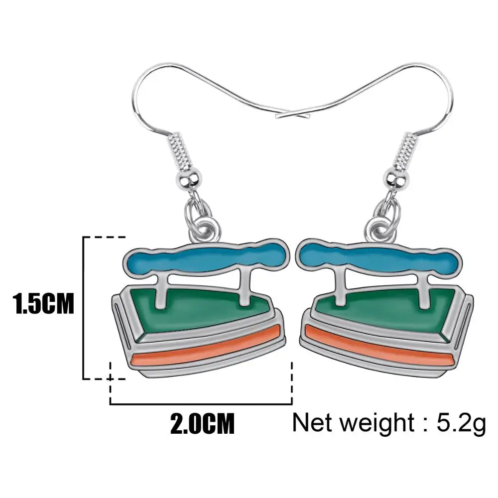 Bonsny Fashion Big Long Enamel Alloy Iron flatiron Tools Dangle Drop Earrings 2018 News Jewelry For Girls Women | Украшения и