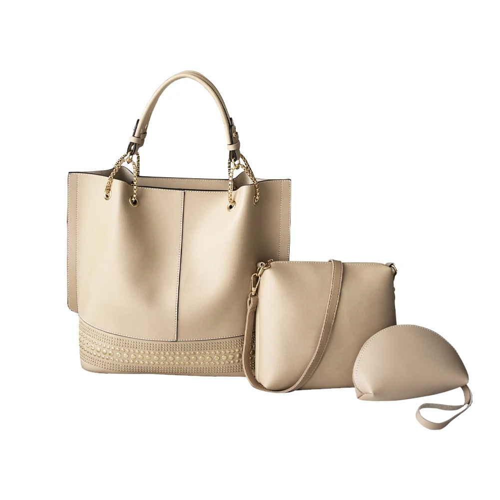 

Women PU Leather Bags Solid Color Wear-resistant Three Pieces Kit Pack Handbag Ladies Square Messenger Shoulder Bags