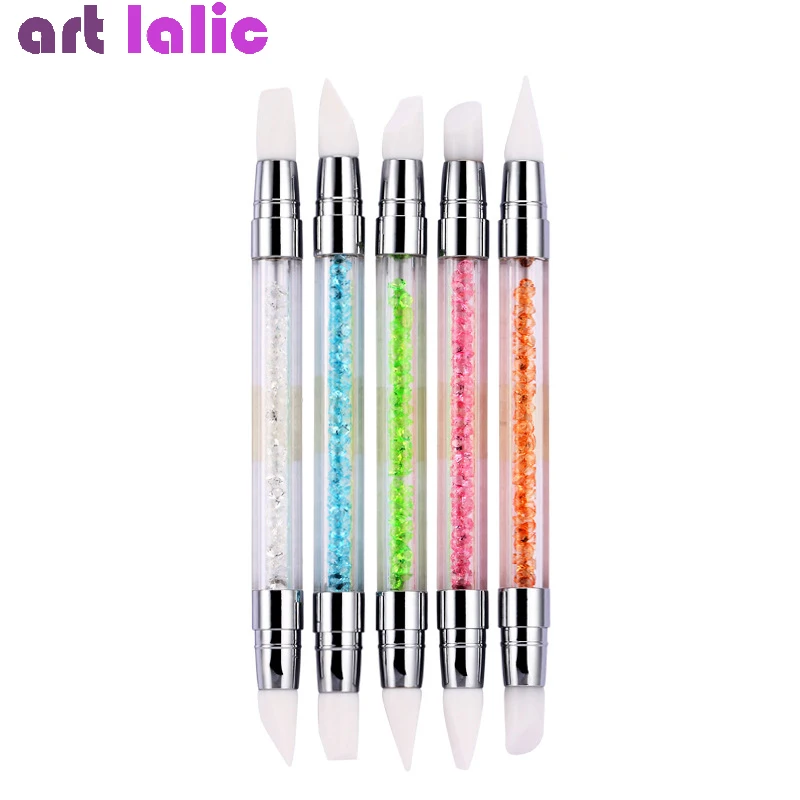 Ручка-скульптура для ногтей из силикона с двумя головками 5 шт. | Красота и