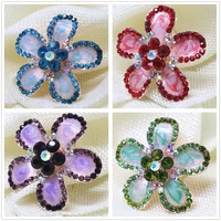 cute simple enamel flower brooches pins mix color crystal bouquet jewelry rose gold color clothes accessories 41mm a