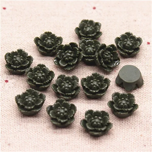 army green 50pcs 50 шт 15 мм смесь цветов смолы цветок FlatBack Кабошон DIY Ювелирные изделия/украшения для телефона - Цвет: army green 50pcs