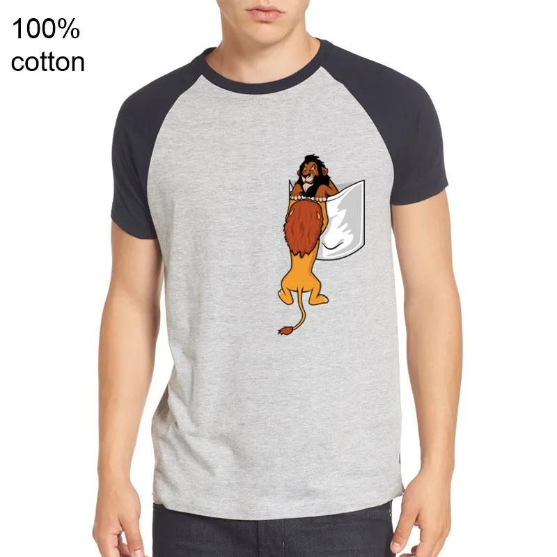 Лев Король simba в кармане Забавные футболки для мужчин 2019 Цвет Мода разнообразная