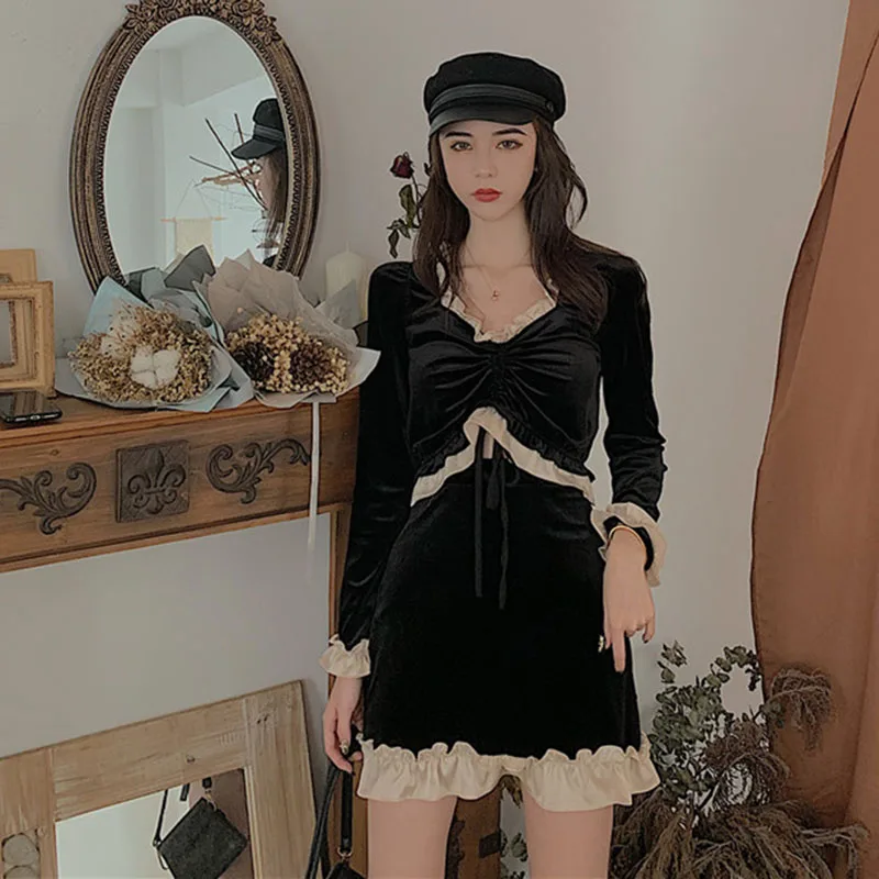 Женский бархатный костюм из двух предметов Модный женский укороченный топ с V