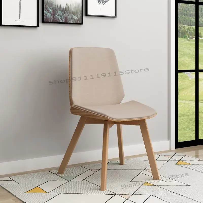 Customized Nordic Solid Wood Dining Chair Simple Cloth Back Stool Household Desk Leather Leisure Milk Tea Coffee Shop Chai |