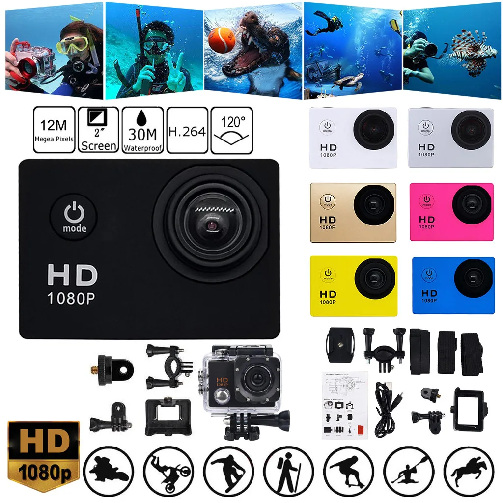 New Waterproof Camera Hd 1080p Sport Action Dvr Cam Dv Video Camcorder Professional Driving Recorder Accessory | Электроника