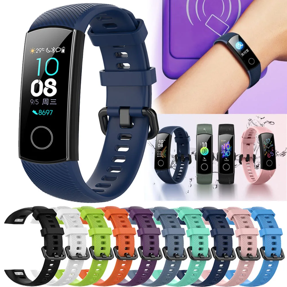 Ремешок силиконовый для Huawei Honor Band 5 спортивный умный Браслет наручных часов