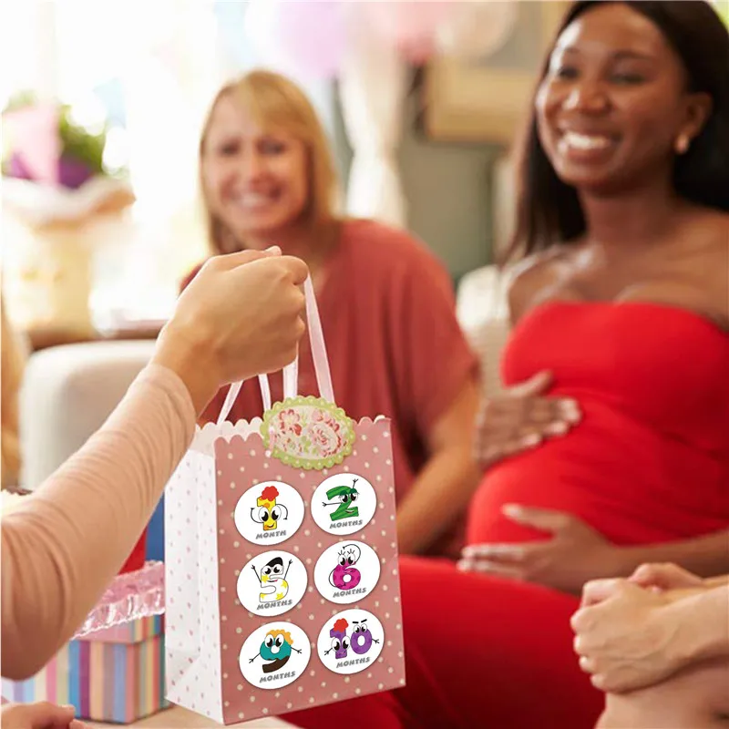 

New 12 Pcs/set Baby Pregnant Women Monthly Photos Stickers Fun Lovely Cartoon Month 1-12 Milestone Clothing Decoration Stickers