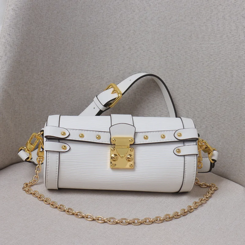 

Luxurious pure color leather ms oblique cylinder bag baguette bag bag, fashion joker 2021 hot ladies wallet luxury