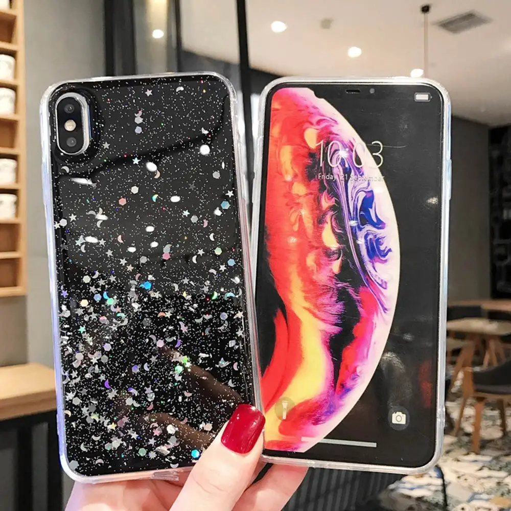 Чехлы для телефонов iPhone XS Max XR X 10 8 7 6 6S Plus Блестящий мягкий прозрачный силиконовый