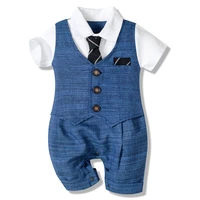 baby boy clothes cotton handsome rompers little gentleman tie outfit newborn one piece clothing button jumpsuit party suit dress