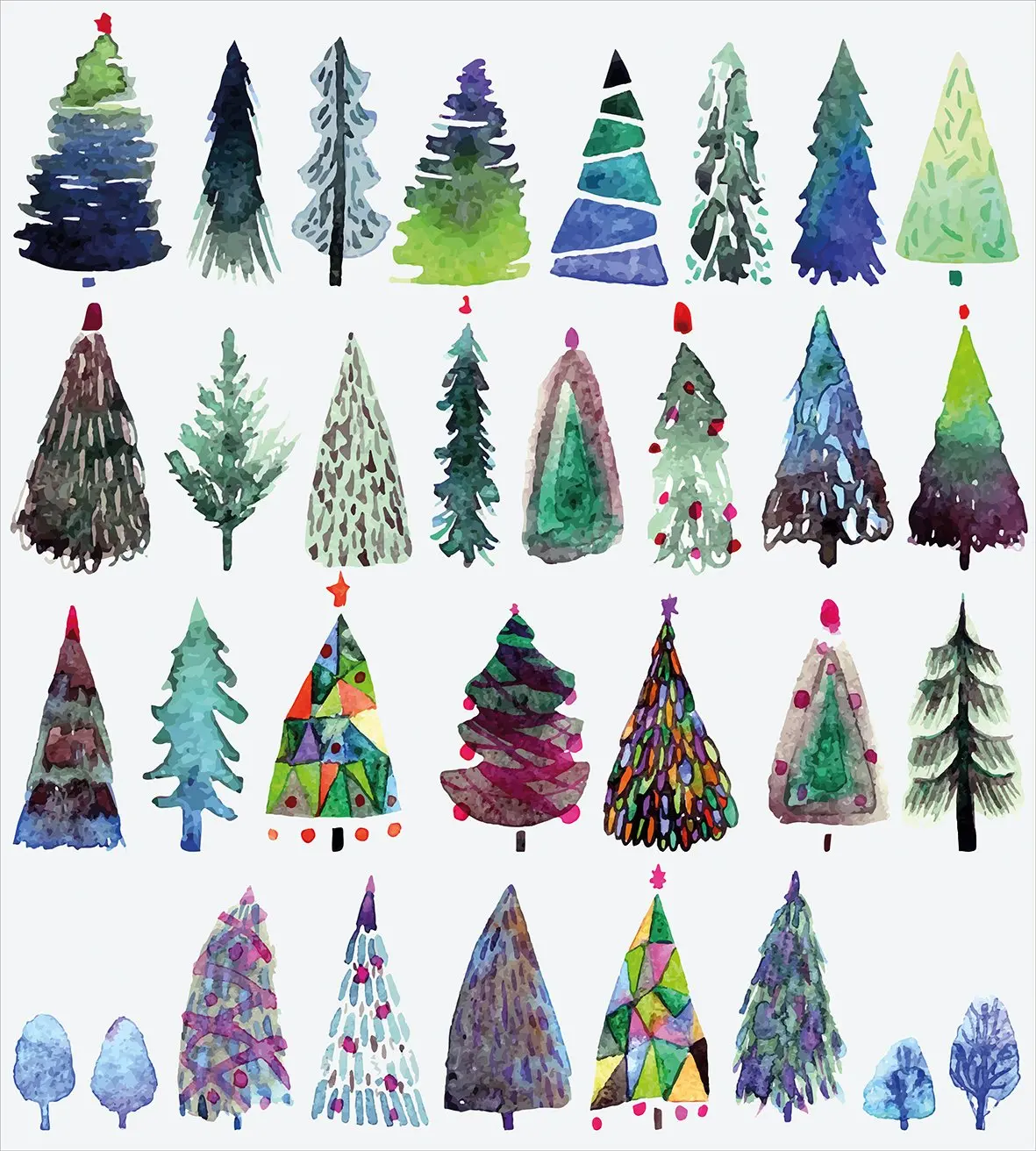 Рождественский набор пододеяльников для пуховых одеял акварельная