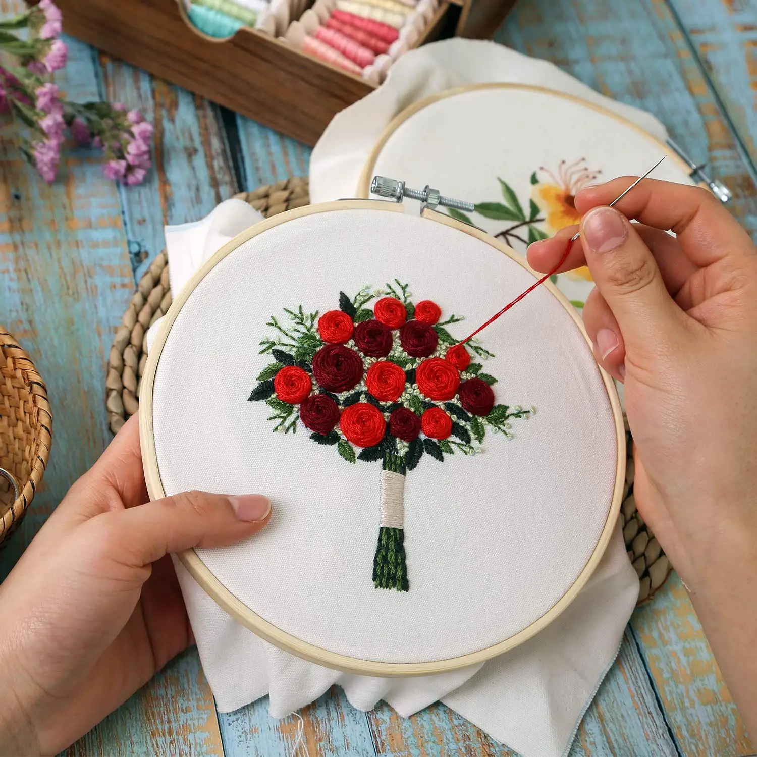 12 шт. 8 см деревянная рамка обод кольцо с вышивкой и круглым машина Bamboo ручной