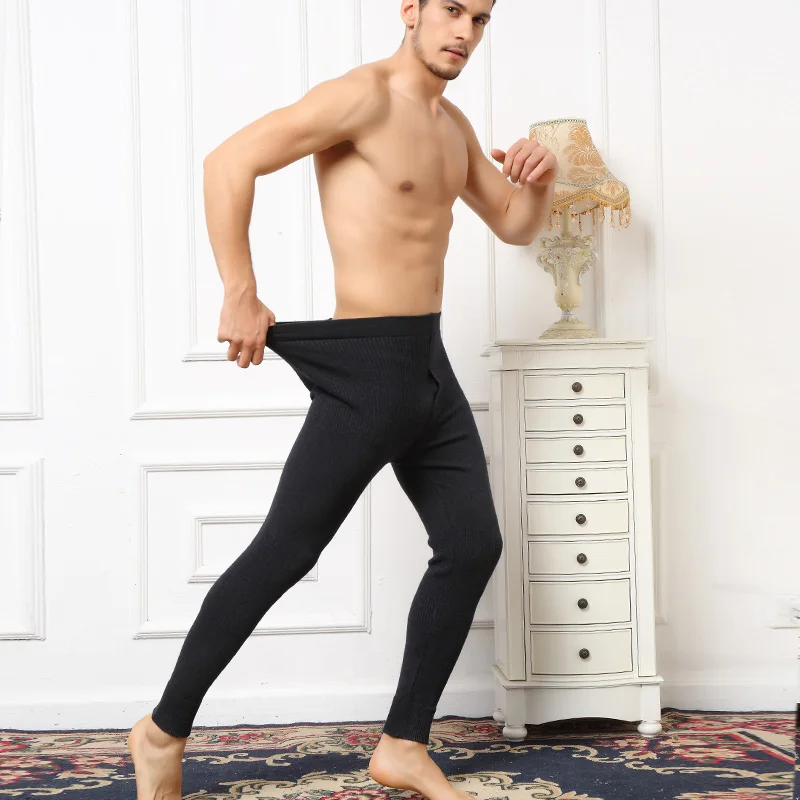 Мужские леггинсы двойные толстые теплые кашемировые и шерстяные вязаные штаны