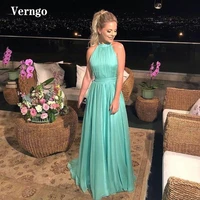 verngo mint green chiffon long prom dresses high neck low backfull back floor length evening party gowns a line robe de soiree
