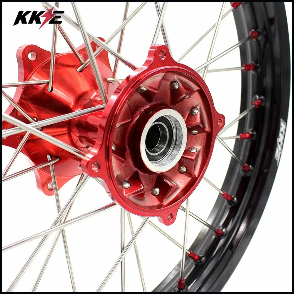 KKE 2 & 19 литые MX колёса для HONDA CR125R CR250R 2002 2013 Красная соска|Колеса| |