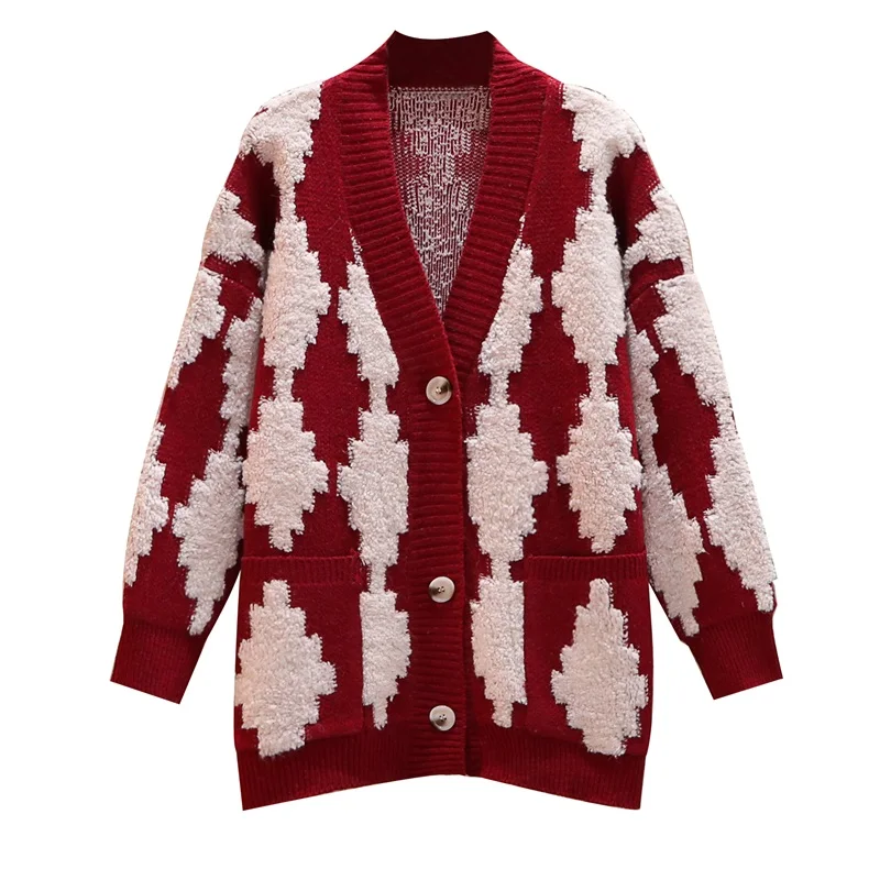 

L-4XL Winter Women's Elegant Loose Sweater Jacket Knit Cardigan Long Sleeve Top Slim Fit Shirt Keep Warm W/Pocket