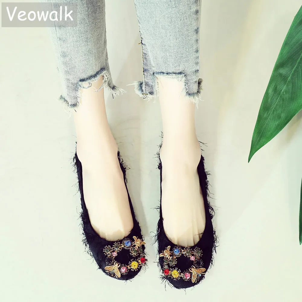 Балетки Veowalk женские с Рубиновой аппликацией хлопковые потертым кружевом