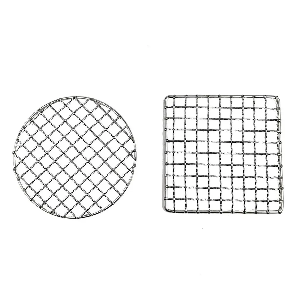 

304 Stainless Steel Barbecue Grill Net Meshes Grate Wire Net Camping Hiking Outdoor Grill Round/Square BBQ Mat Grid Dropshpping