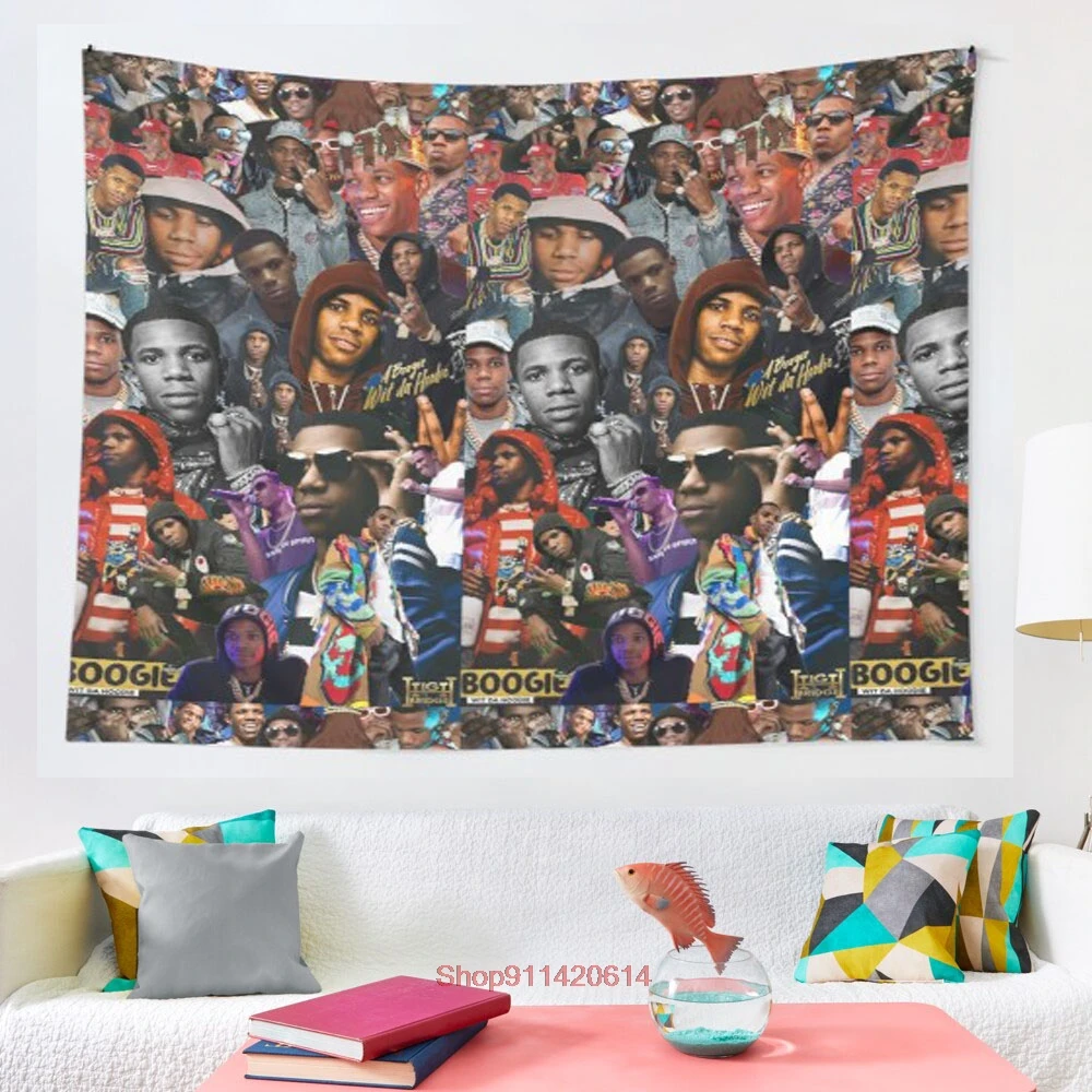 

A Boogie Wit Da Hoodie Collage tapestry Wall Hanging Hand Hippie Moon Wolf Witchcraft Decoration Decor Tapestry Wall Blanket
