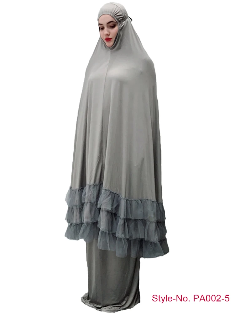 Gray Muslim Khimar Мусульманская женская молитвенная одежда Khimar юбка комплект длинное платье хиджаб Арабская абайя Jilbab Niqab Afghanistan Clothes For Namaz - Цвет: Gray Muslim Khimar