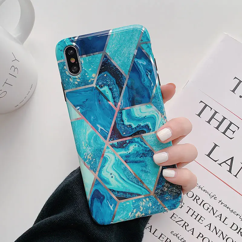 LW0029 Ottwn геометрический мраморный текстурный чехол для телефона iPhone X XR XS Max 6 6s 7 8 Plus Мягкий IMD гальванический задний чехол силиконовый чехол - Цвет: LW0029