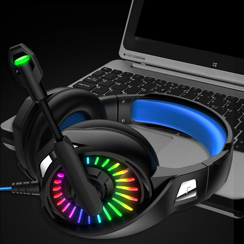 Игровые наушники проводные стерео PS4 гарнитура для xbox с RGB светильник микрофон