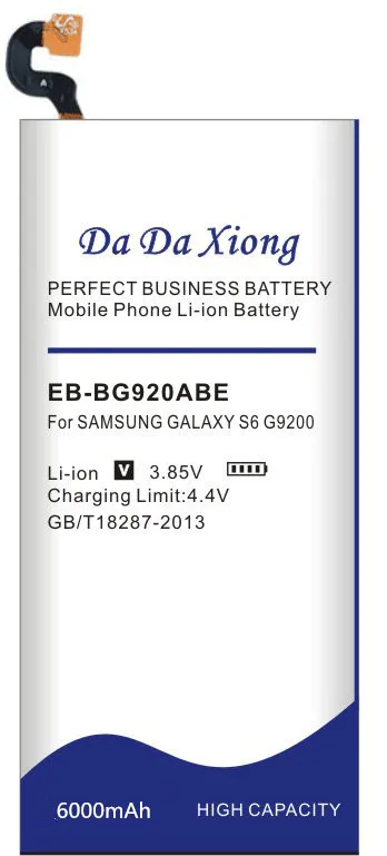 100% оригинальная большая ёмкость EB BG920ABE 6000 мА/ч батарея для телефона Samsung Galaxy S6 G9200