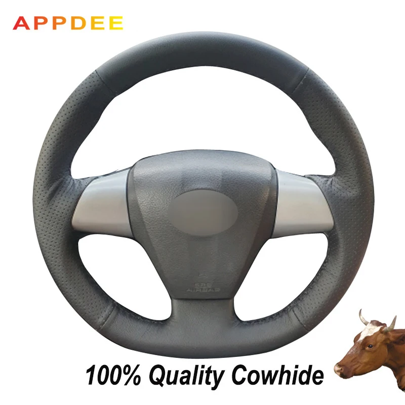 APPDEE черный натуральная кожа чехол рулевого колеса автомобиля для Toyota Corolla 2011 2012