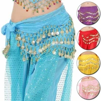 womens belt waist chain belt belly dancing clothing accessories hip scarf 3 rows skirt gold silver coins