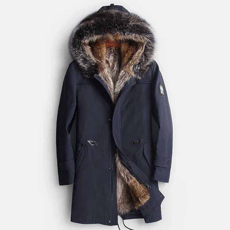 

Real Fur Coat Winter Jacket Men Natural Wolf Fur Liner Parka Men Clothes 2020 Raccoon Fur Collar Long Coat Casaco YY868
