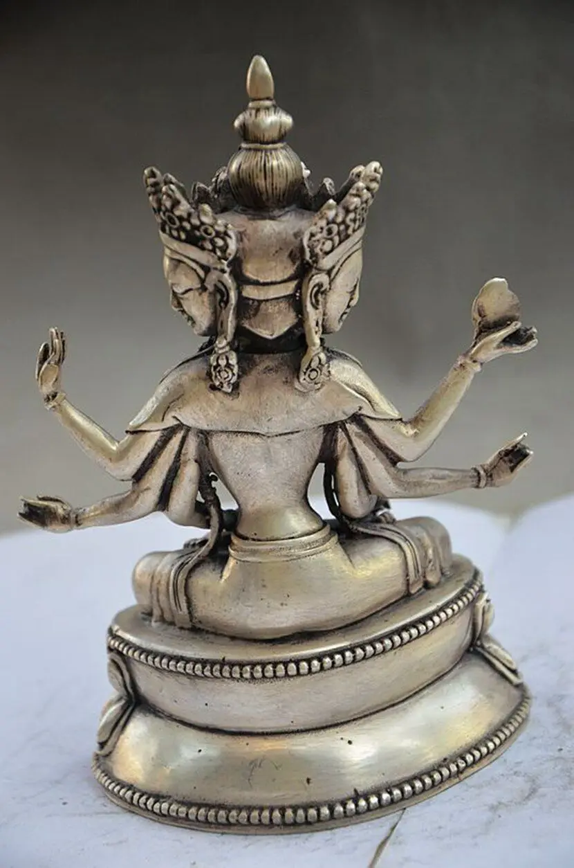 

Exquisite CHINESE MIAO SILVER HANDMADE TIBETAN BUDDHISM STATUE