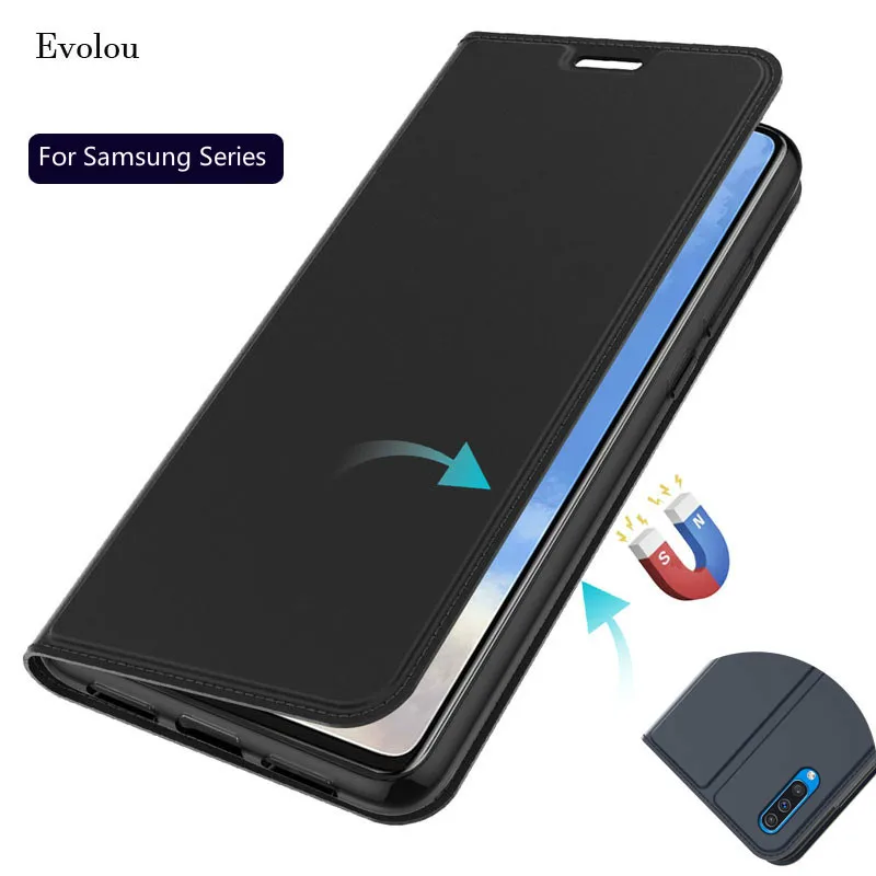 Кожаный чехол книжка с магнитной застежкой для Samsung Galaxy Note 10 S10 Plus A50 A20E M10 A520 A8 A9