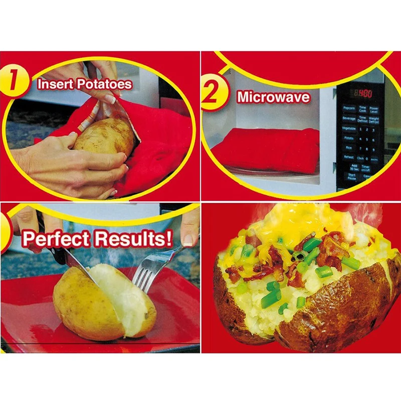 3/2/1Pcs Kitchen Microwave Baking Potato Bag Reusable Microwave Cooker Bag Quick Baked Pouch Potato Bag Washable Cooker Bag images - 6