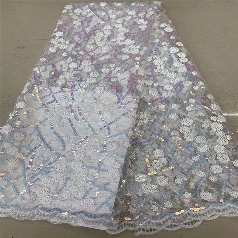 Pure White African Net Milk Silk Lace Sequins Embroiderd High Quality French Fabric Nigerian For Wedding | Дом и сад